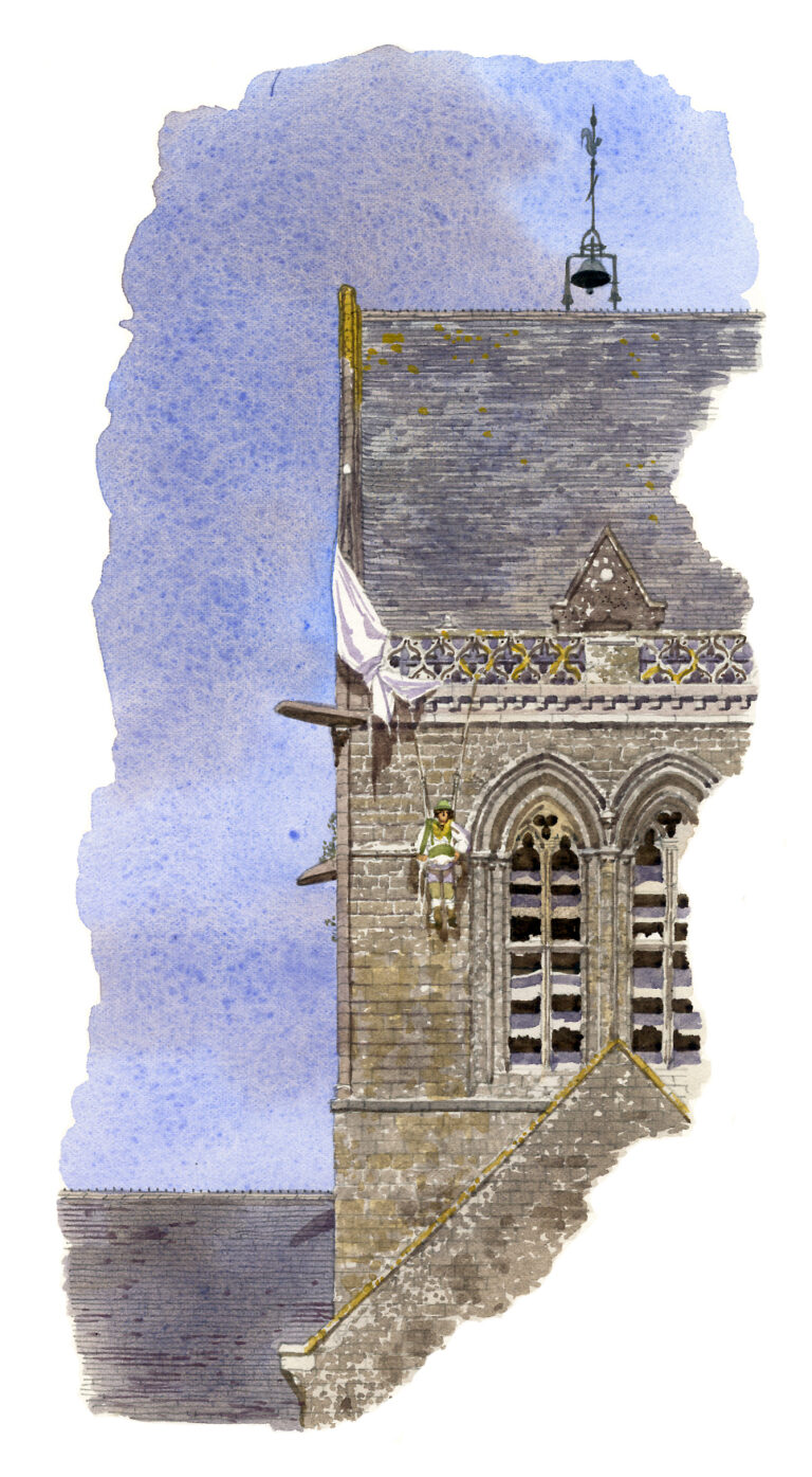 Clocher de l’église de SainteMèreÉglise et son parachutiste Fabrice