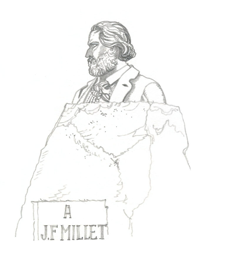 Buste de Jean-François Millet – Gréville – dessin au trait