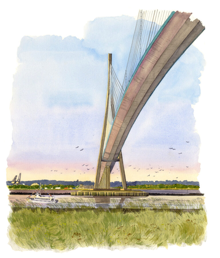 Pont de Normandie, soir