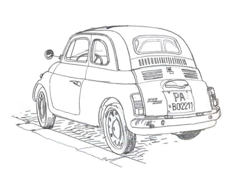 Fiat 500. Crayon