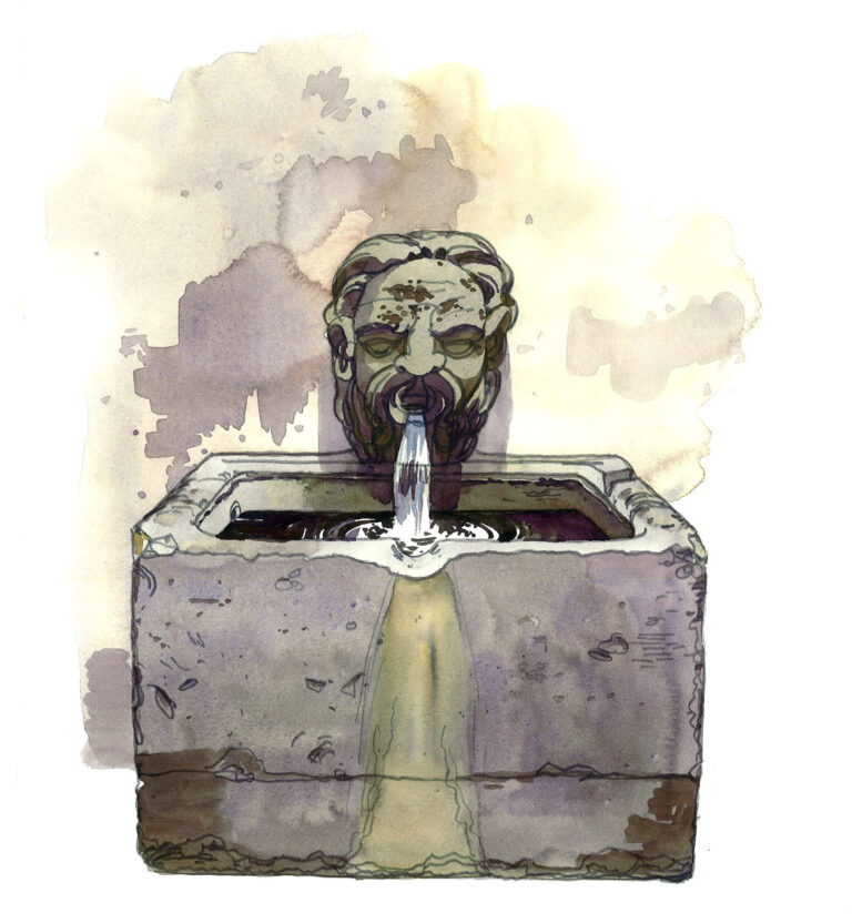 Fontaine. Cour Via dei Sediari