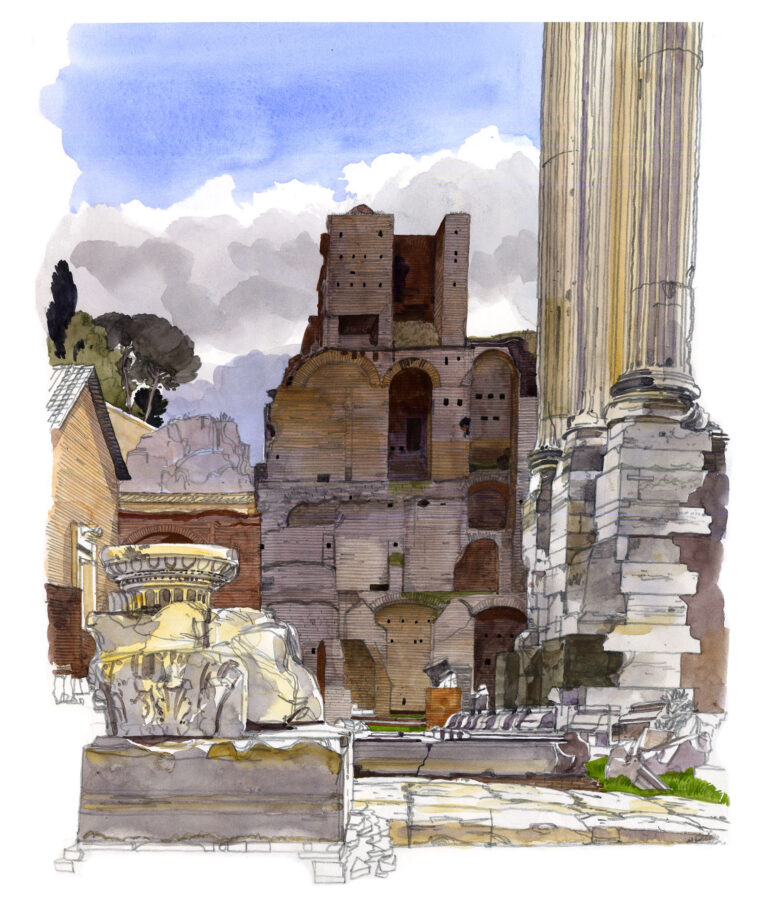 Forum romain. Via Sacra et temple