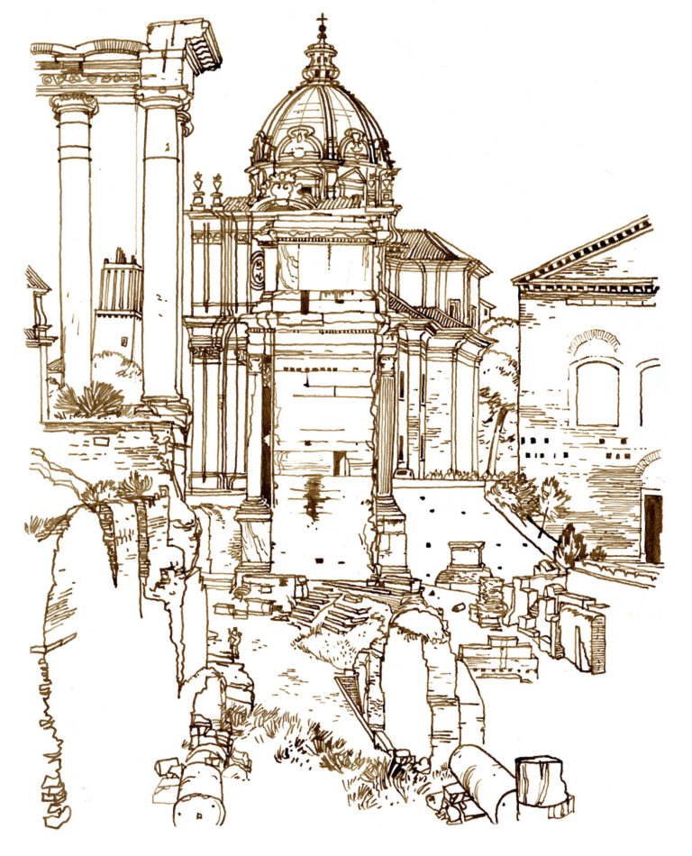 Forum romain. Encre Sépia