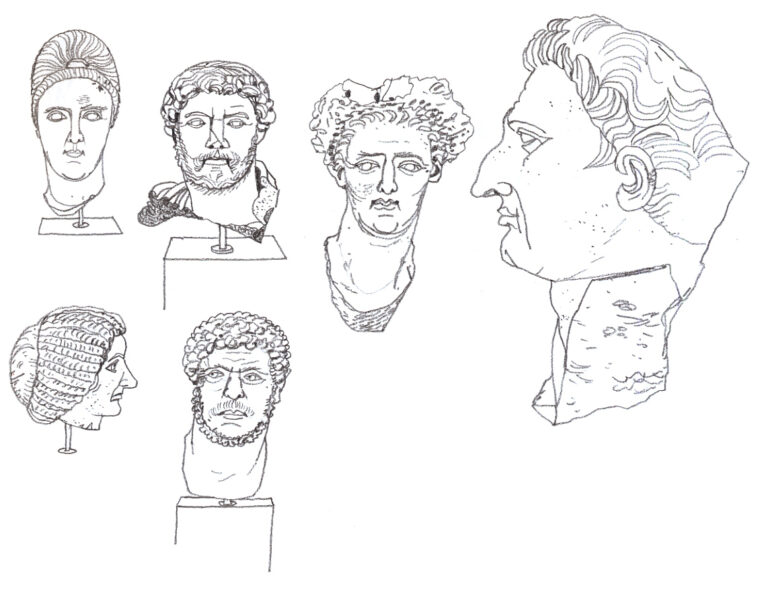 Museo Nazionale. Six bustes antiques