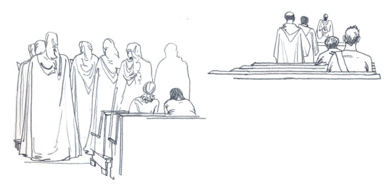 Église S. Maria del Popolo. Fidèles en prière