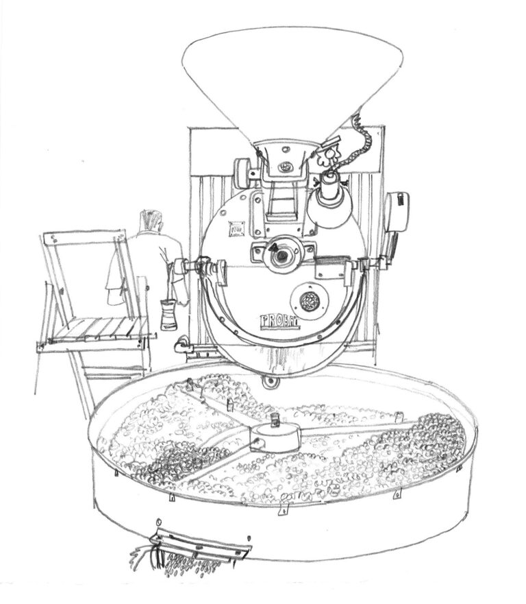 Café Tazza d’Oro. Machine à torréfier