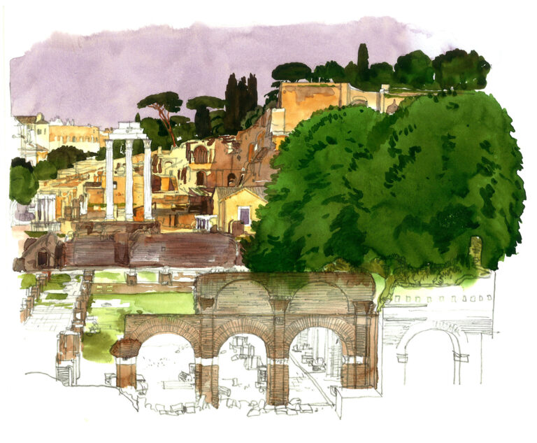 Le forum romain le soir