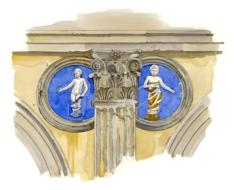 Médaillons de céramique. Piazza Innocenti