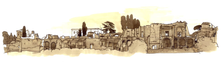 Le Palatin vu du Circus Maximus. Sépia