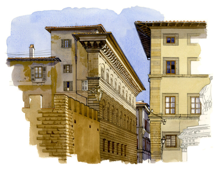 Le palazzo Medici Riccardi vu de la Piazza San Lorenzo