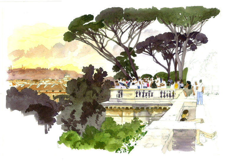 Pincio. Belvédère le soir