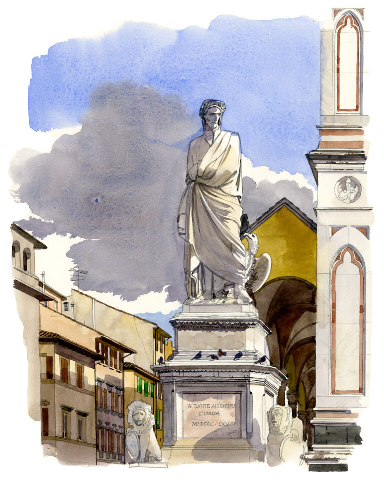 Santa Croce. Statue de Dante