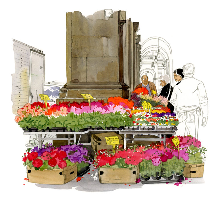 Fleuristes de la piazza della Reppublica