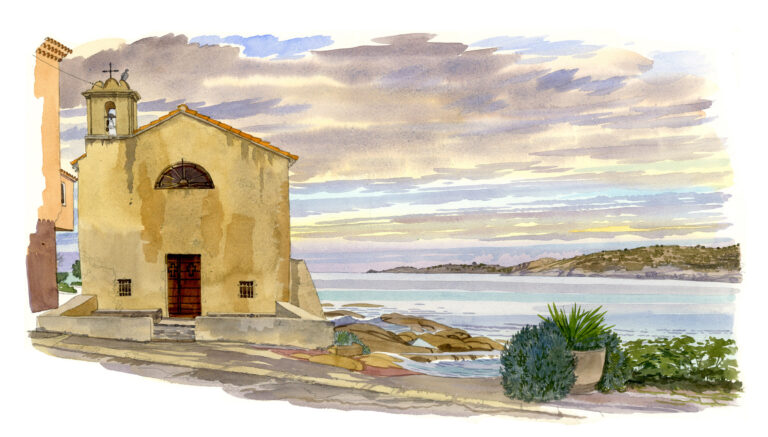 Algajola. Chapelle familiale en bord de mer