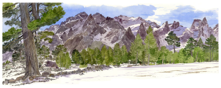 Asco. Panorama du Haut-Asco enneigé