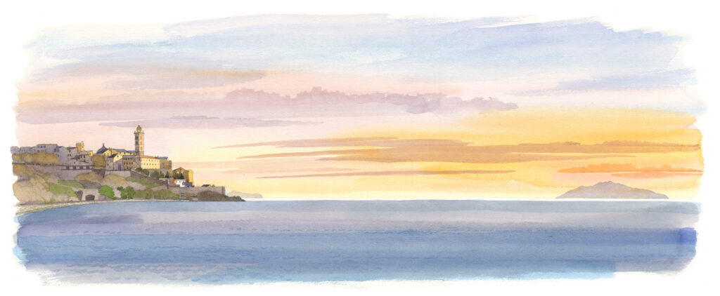 Bastia. La citadelle vue du sud, à l’aube