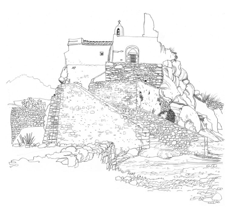 Corbara. Église des Sept-Douleurs. Crayon