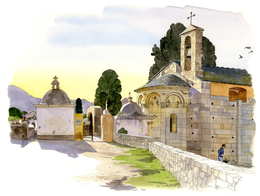 Lumio. Cimetière et chapelle San Pietru e San Paulu