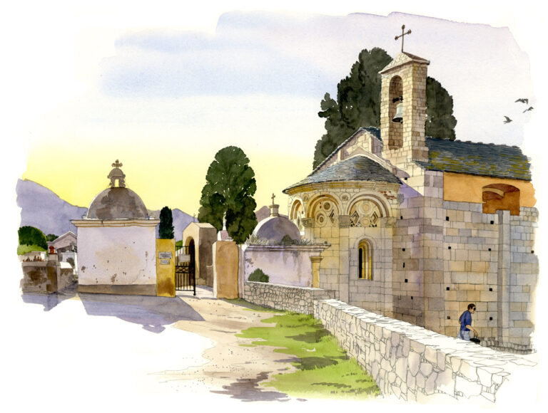 Lumio. Cimetière et chapelle San Pietru e San Paulu