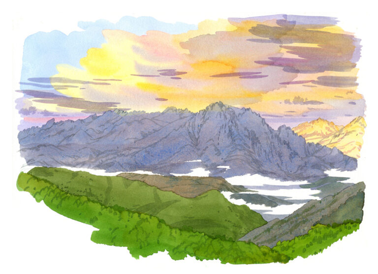 Le massif du Monte Cintu vu de Morosaglia