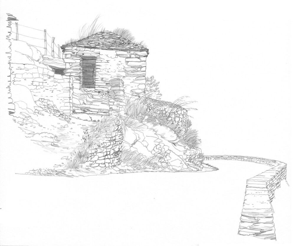 Bergerie dans le Nebbio, à Rapale. Crayon