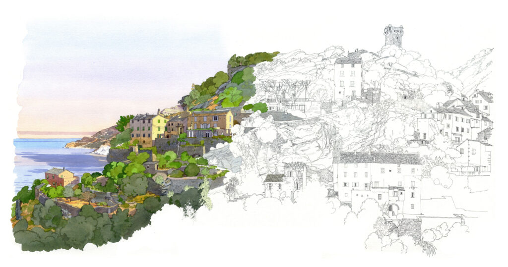 Vue panoramique de Nonza. Cap Corse