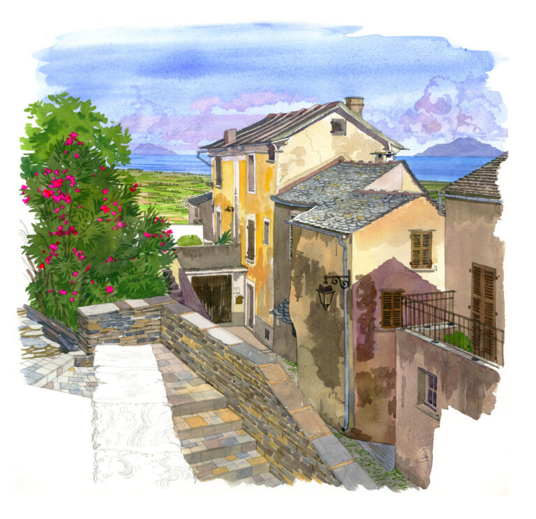 Penta di Casinca. Rue dans le village