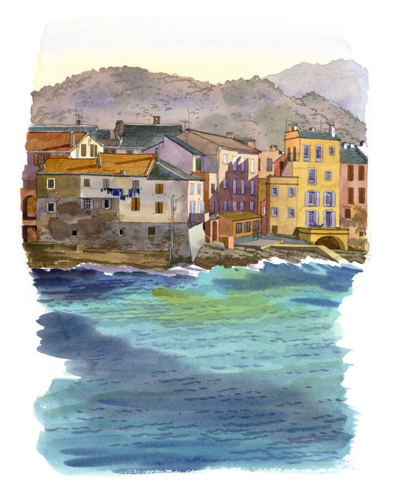 Saint-Florent vu de la mer, côté nord