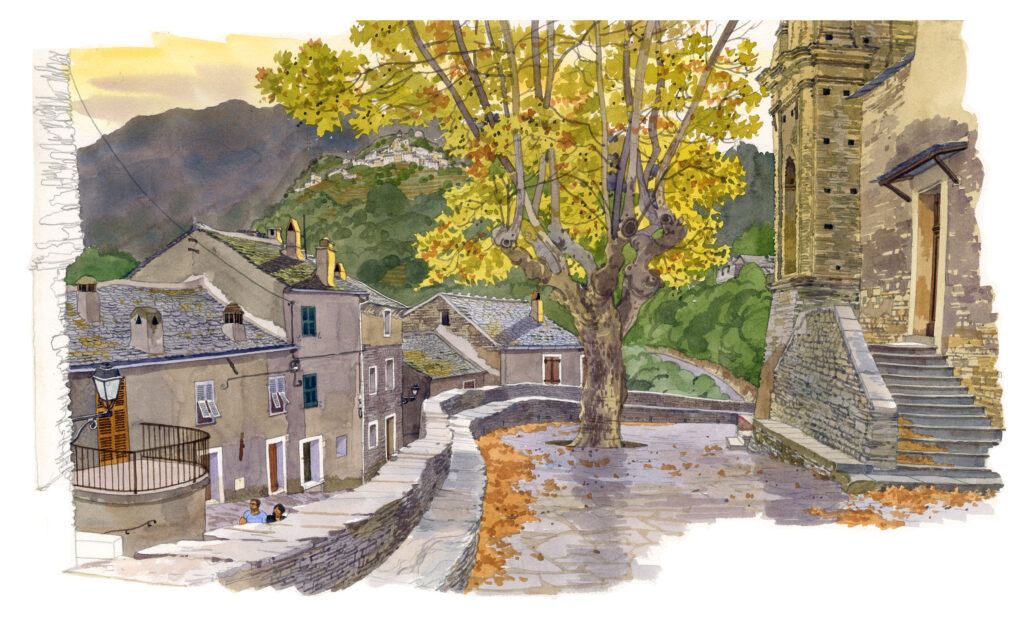 Venzolasca. Place de l’église