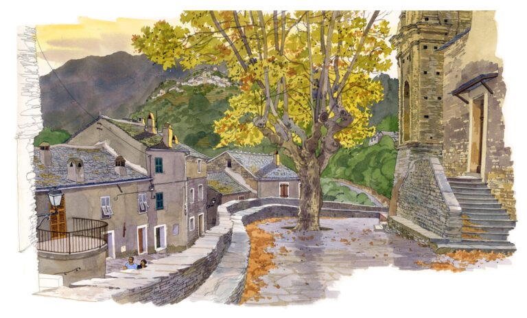 Venzolasca. Place de l’église