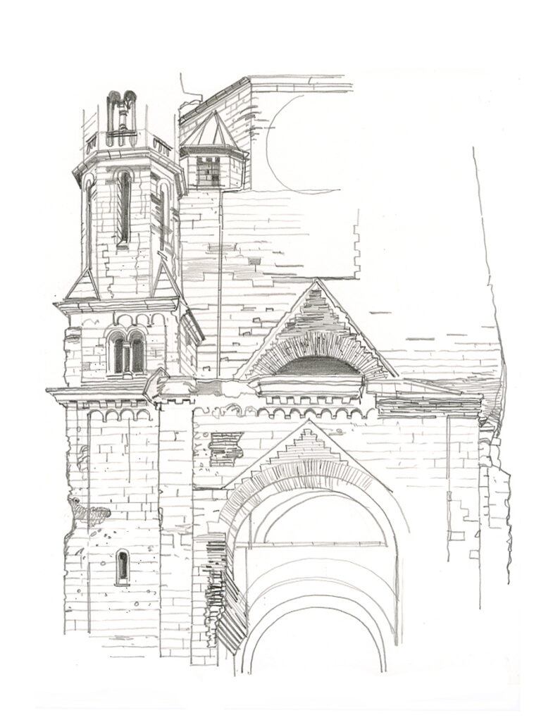 Gedächtniskirche, sur le KuDamm. Crayon