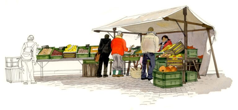 Kreuzberg. Marché de Chamissoplatz