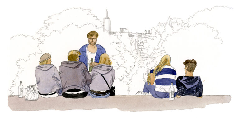 Colline de Kreuzberg. Jeunes Berlinois