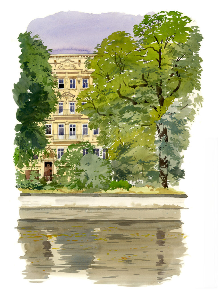 Kreuzberg. Le Landwehrkanal vu du quai de Planufer