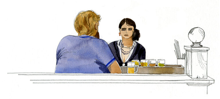 Mitte. Couple dans une brasserie