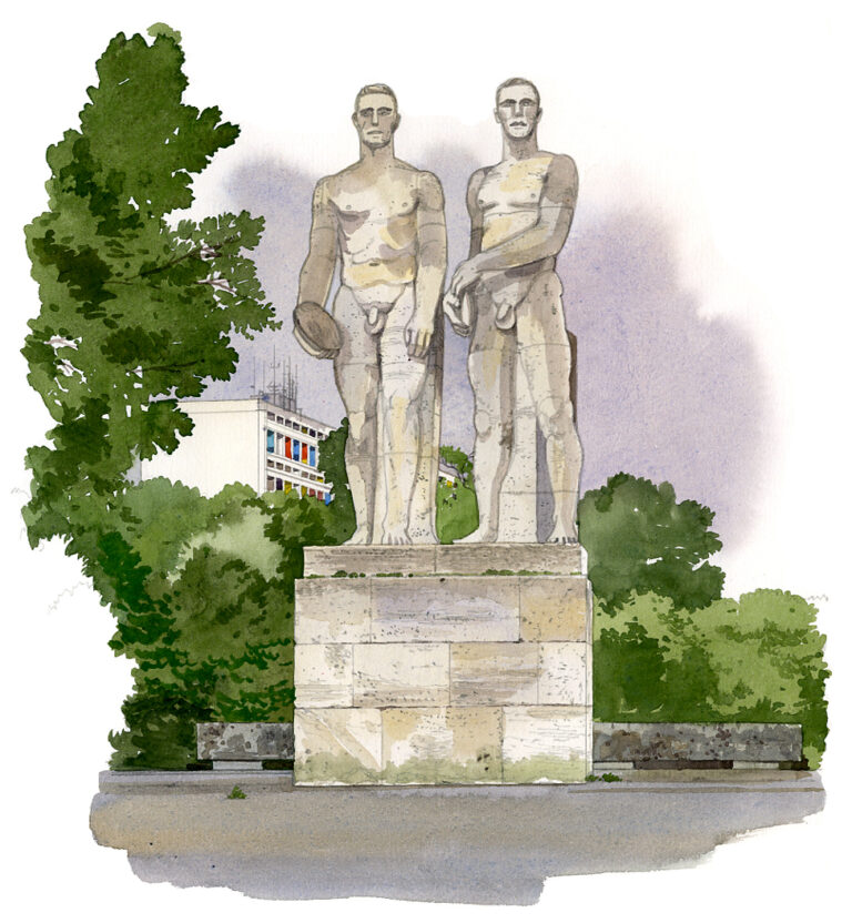 Olympia Stadion. Statue d’athlètes. 1936