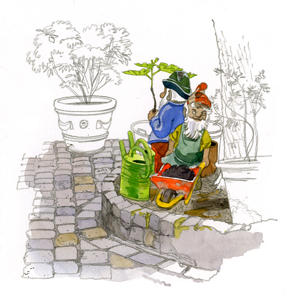 Rixdorf. Nains de jardin dans un biergarten