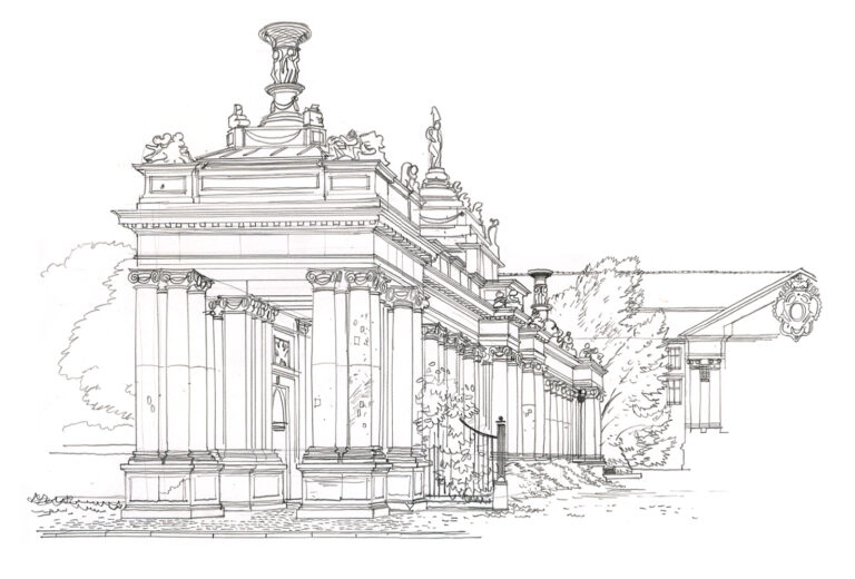 Schöneberg. Colonnade du Kleistpark. Crayon