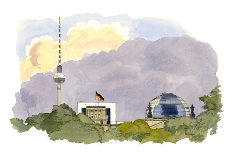 Le Reichstag et la Fernsehturm vus de la HKW