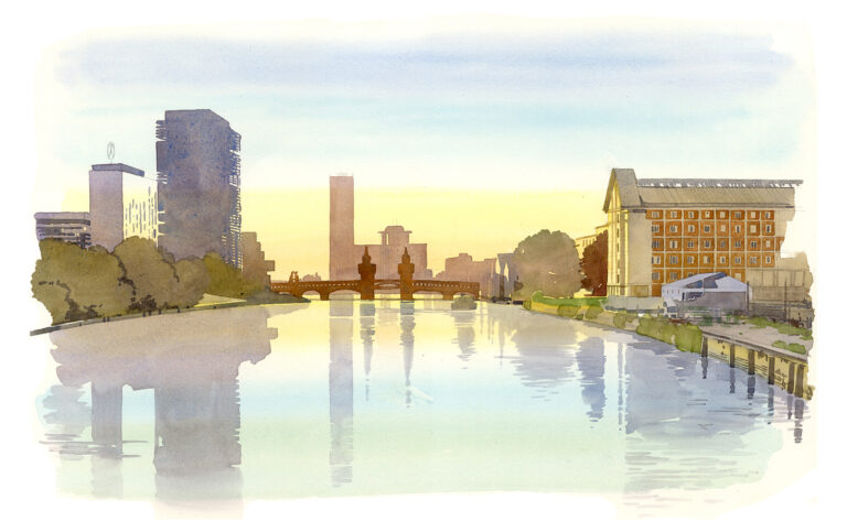 L’Oberbaumbrücke vu du Schillingbrücke