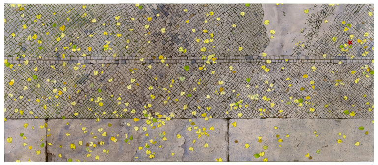 Trottoir berlinois et feuilles de tilleul